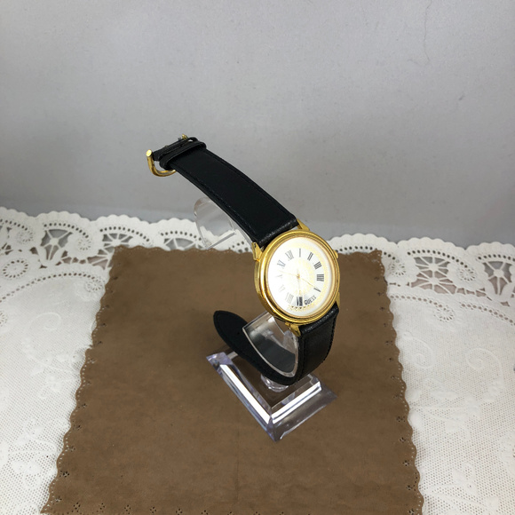Original 1990 Guess Gold Tone Watch Black Strap